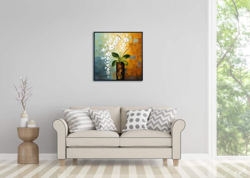 Framed Art Beauty of Life 100% Hand-Painted Modern Artwork Abstract Floral Oil Paintings on Canvas Wall Art for Home Decorations Wall Decor Stretched with Black Frame - Image 2