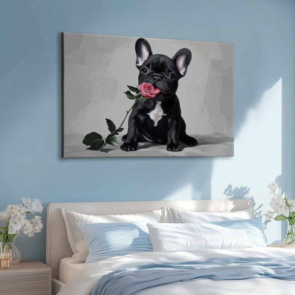 Decorative Painting Animal Dogs Canvas Art Prints, High Definition Photography Wall Decor for Living Room Bedroom Office Home Decoration, 47 x 24 Inches Unframed