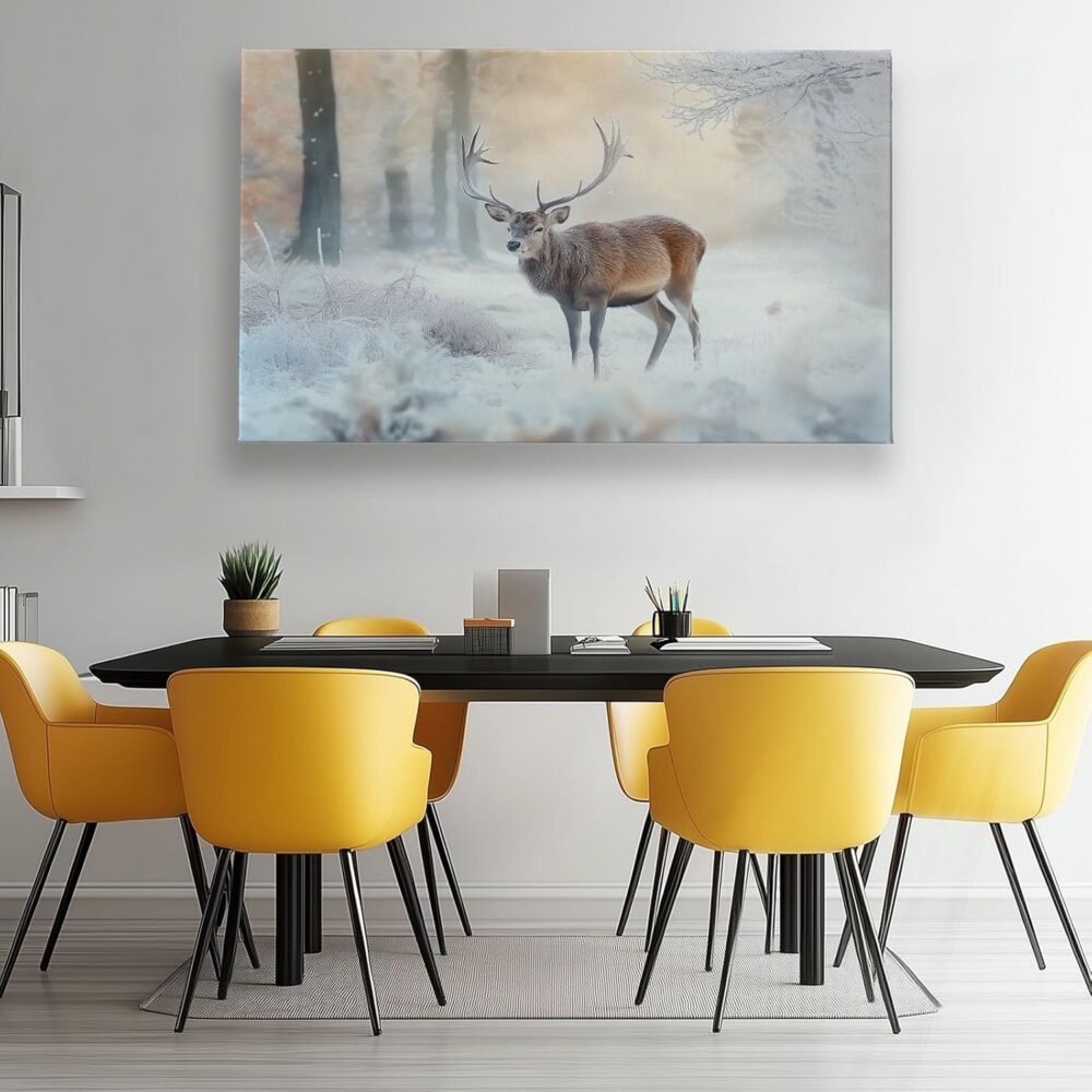 Painting Decorative Forest Animal Deer Posters Prints, Surrealism Canvas Wall Art Decorations, Living Room Bedroom Kitchen Office Wall Decor, 47 x 24 Inches Unframed - Image 2