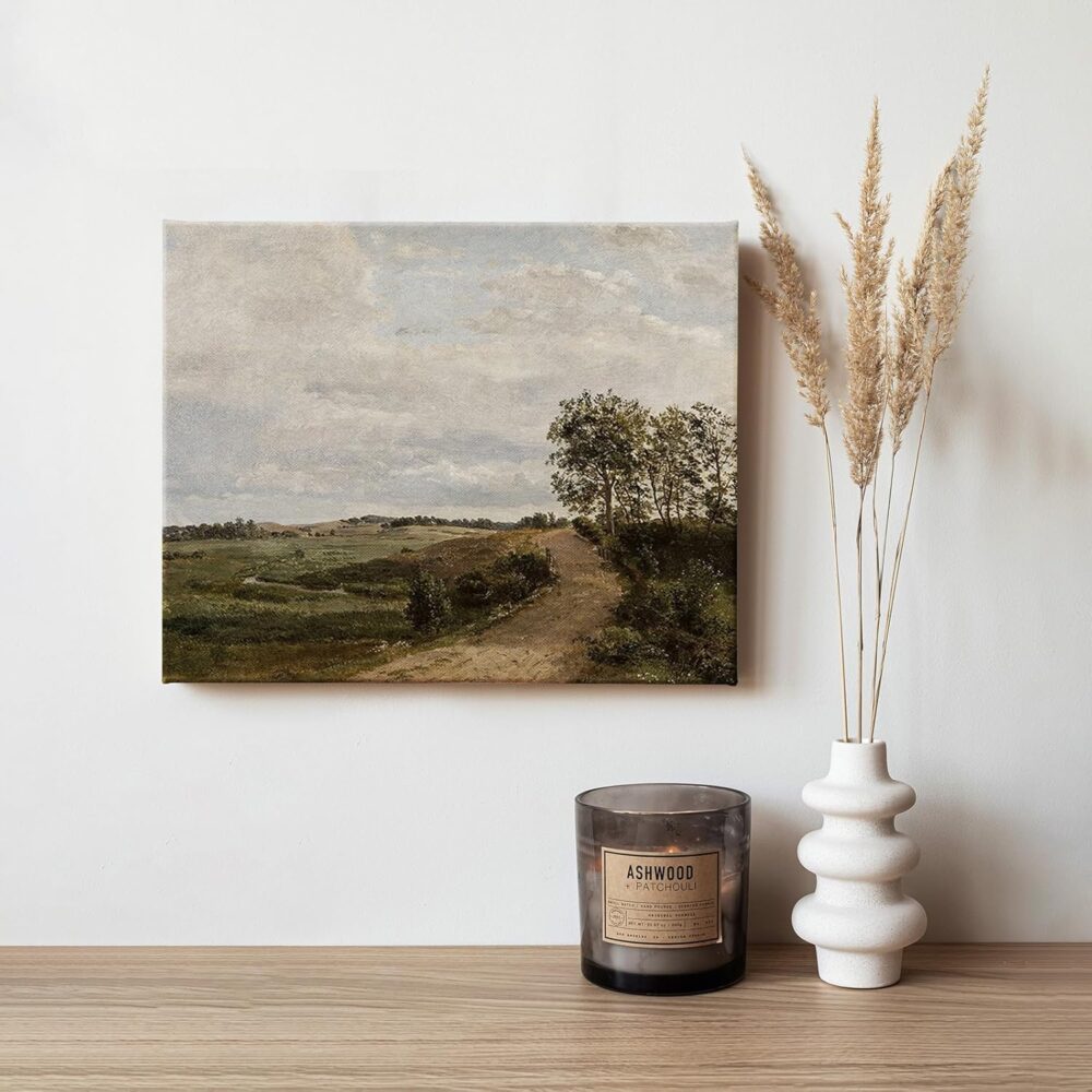 Gallery Wrapped Canvas Wall Art Countryside Landscape Road Across Hills Vintage Oil Painting Rustic Farmhouse Decor 10x8 Inches for Living Room Perfect Nature Themed Gift - Image 2