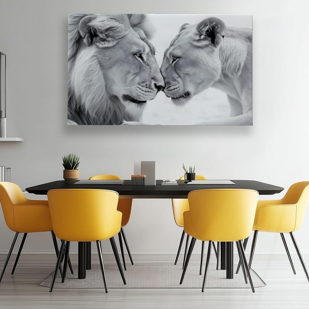 Decorative Painting Animal Lion Canvas Art Prints, Surrealism Wall Decor for Living Room Bedroom Office Home Decoration, 55 x 28 Inches Unframed - Image 2