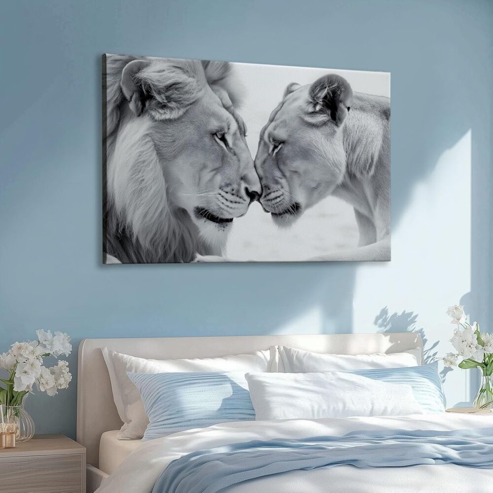 Decorative Painting Animal Lion Canvas Art Prints, Surrealism Wall Decor for Living Room Bedroom Office Home Decoration, 55 x 28 Inches Unframed