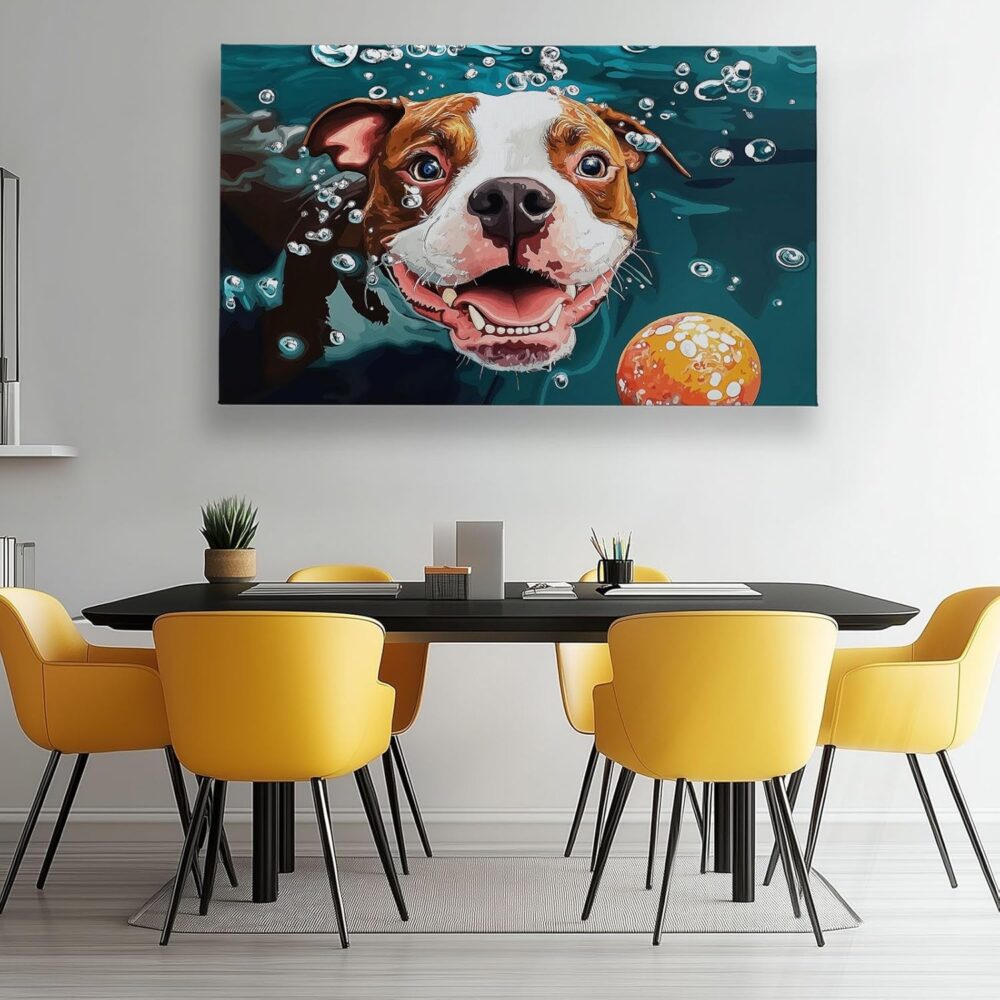 Decorative Painting Animal Dog, Oil Painting Style Canvas Wall Art, Giclee Print Wall Decor for Living Room Bedroom Office, 47 x 24 Inches Unframed - Image 2