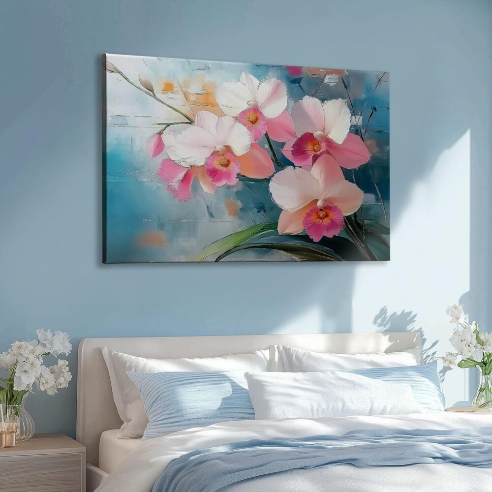 Wall Decor Abstract Plant Flowers Canvas Painting, Oil Painting Style Prints Art Decorative Picture for Bedroom Living Room Office Decorative Paintings, 47 x 24 Inches Unframed