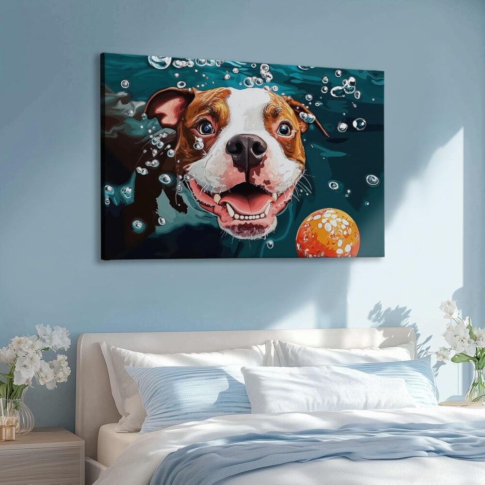 Decorative Painting Animal Dog, Oil Painting Style Canvas Wall Art, Giclee Print Wall Decor for Living Room Bedroom Office, 47 x 24 Inches Unframed