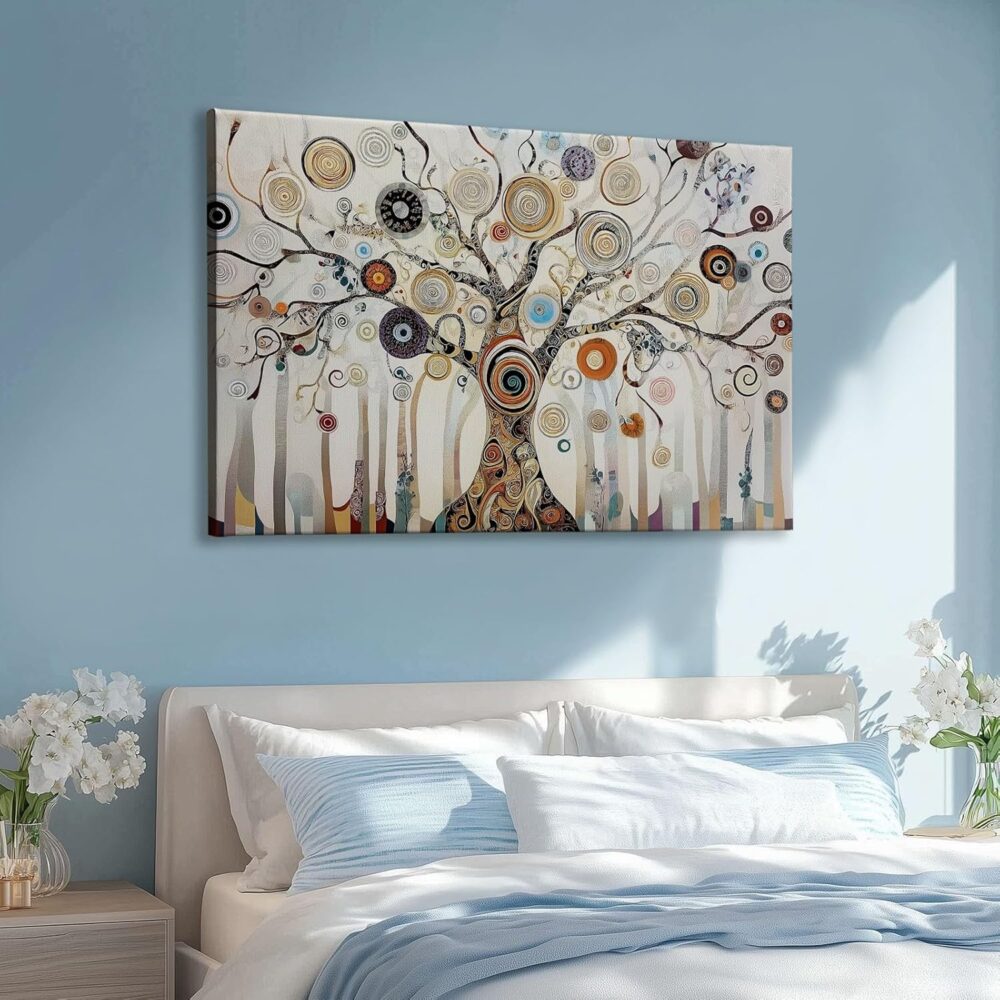 Painting Decorative Abstract Tree Of Life Posters Prints, Surrealism Canvas Wall Art Decorations, Living Room Bedroom Kitchen Office Wall Decor, 47 x 24 Inches Unframed