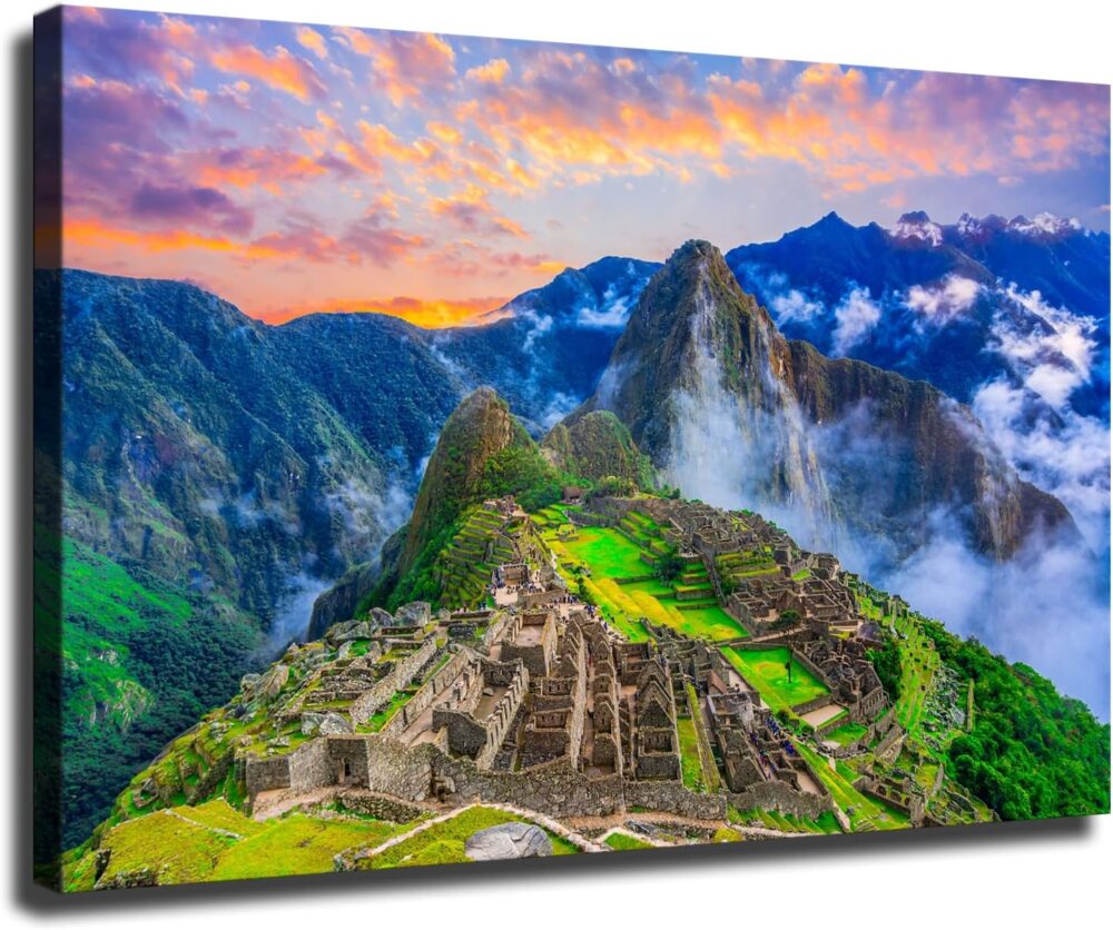 Peru Machu Picchu Landscape Poster Decorative Painting Modern Picture Canvas Wall Art Bedroom Office Living Room Decoration (24x36inch Unframed)