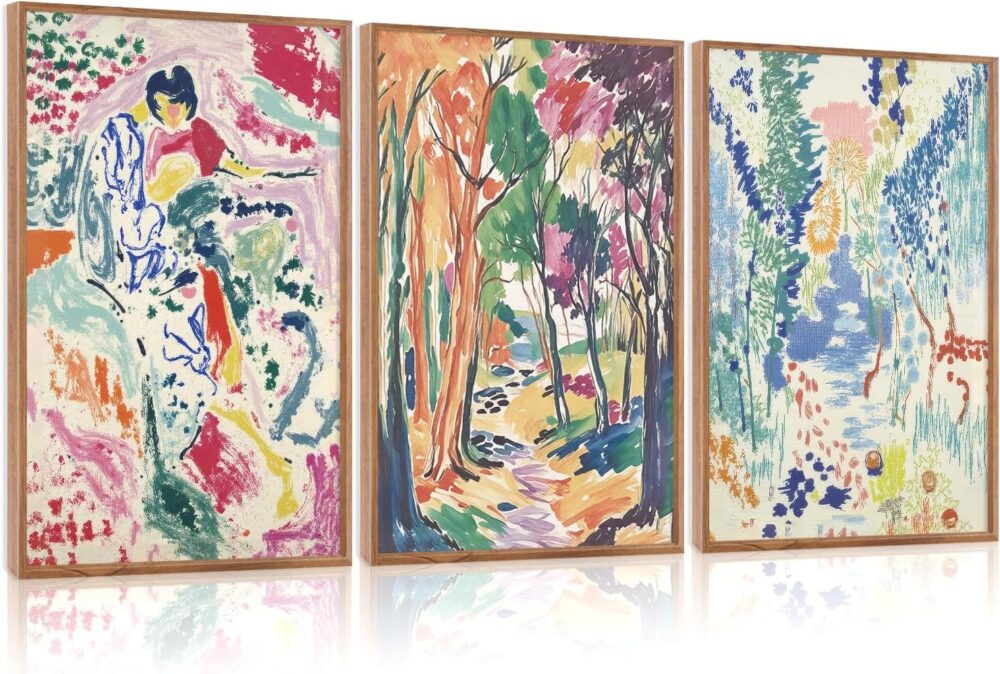 Abstract Expressionist Framed Canvas Wall Art Set, Colorful Nature Inspired Wall Decor, Modern Gallery Art Spiritual Wall Painting, Eclectic Art Prints for Living Room Bedroom Office-24 x36 x3