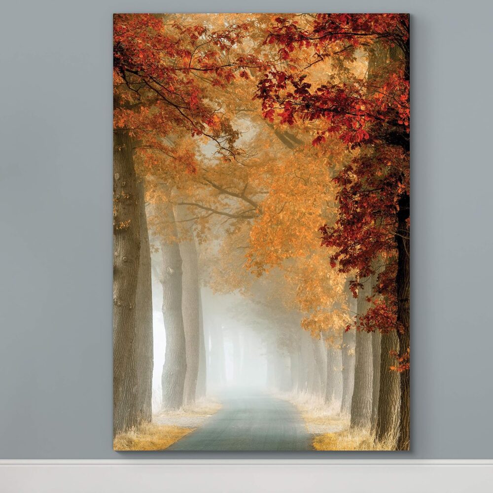 Canvas Nature Wall Art Home Paintings & Prints Misty Autumn Forest Avenue Romantic Modern Wall Hanging Decorations for Bedroom Living Room Office Kitchen - 24"x36" LT06 - Image 2