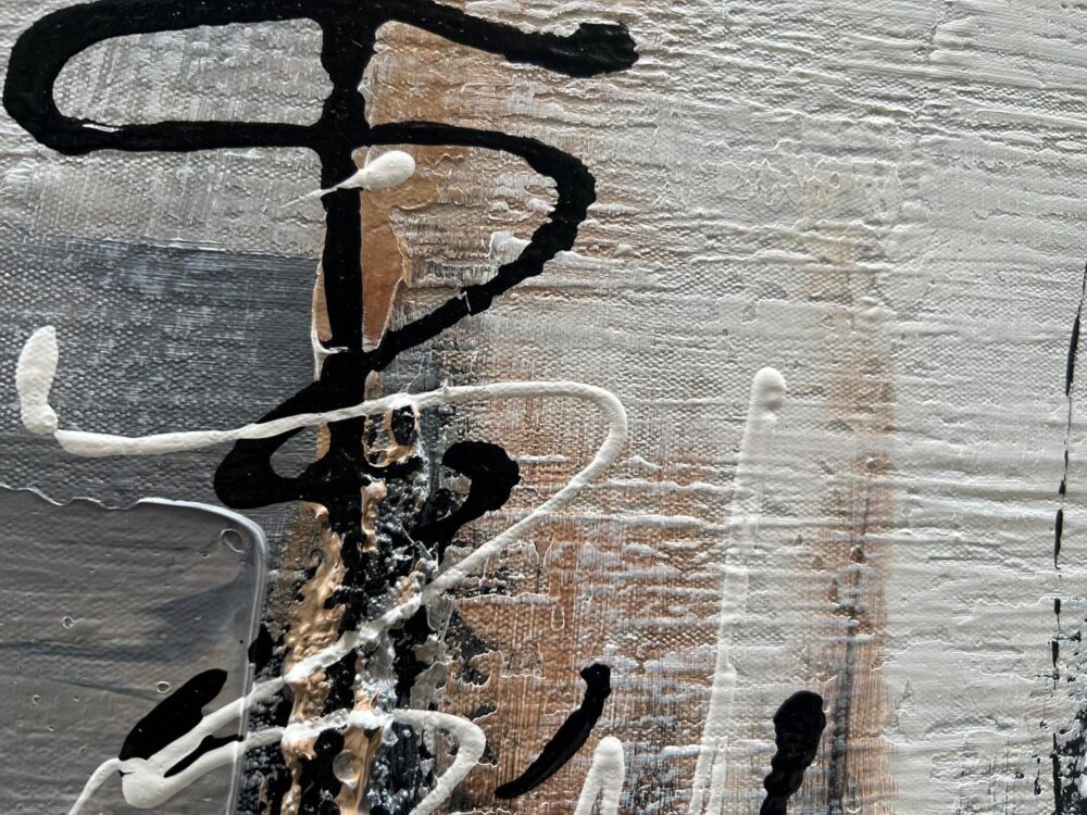 Art 24x60 inch Contemporary Minimalist Black and White Art Painting Texture Abstract Oil Painting Home Office Corridor Wall Art Decoration - Image 2