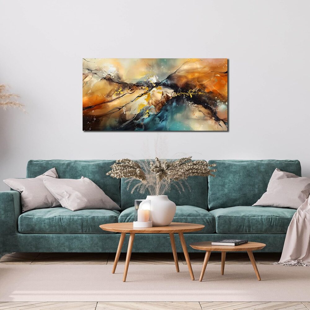 Abstract Paintings Wall Art for Living Room - Modern Wall Decor for Bedroom Kitchen Room Wall Art Ready to Hang Size 20" x 40" - Image 2